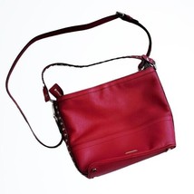 Rebecca Minkoff Red Leather Silver Studded Blythe Dual Strap Hobo Shoulder Bag - £114.60 GBP