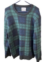 Old Navy Tartan Plaid Crewneck Sweater Womens Size XL Blue &amp; Green Heavy... - $25.60