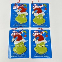Grinch Christmas Ornament Resin Dr. Seuss Story Card 3 Inch Face Set of 4 - $26.39