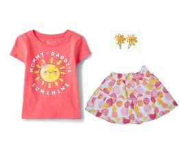 NWT Gymboree Toddler Girls  Sunshine Tee Tiered Skirt Hair Clips Size 2T  NEW - £18.37 GBP