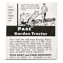 1949 Page Dairy And Farm Garden Tractor Advertisement Vintage Agricultur... - $19.99