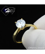 WOMEN 925 STERLING SILVER 1CT ROUND CUT CZ GOLD SIMPLE ENGAGEMENT RING*GR63 - $23.28 CAD