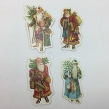 Old Father Christmas Santa Claus Reversible Cardboard Set 4 Tree Ornament - £19.53 GBP