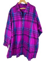 Unlisted Kenneth Cole Shirt Size 7XL Big &amp; Tall 7XLT Button Down Purple Plaid - £58.61 GBP