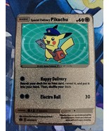 Special Delivery Pikachu Gold Metal Pokemon Card SWSH074 Promo - £11.74 GBP