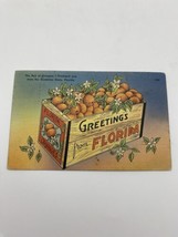 Vintage Postcard Box Of Oranges From Florida Linen Posted 1940 - $2.75