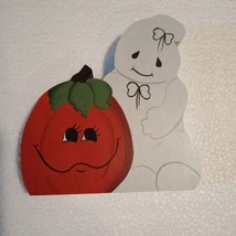 VTG 94 Wooden Ghost  Pumpkin Cut Out Stand Up Figure By LEE Signed Hand Painted. - £7.19 GBP