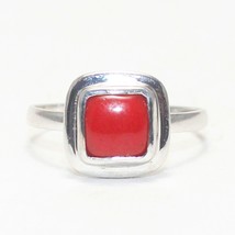 925 Sterling Silver CORAL Ring Handmade Jewelry Birthstone ring All Size - $37.40