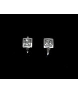 Princess Cut Square  2.00CT Created Diamond Huggie Earrings 14K White Gold - $115.82