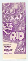 Carnival in Rio Tours Brochure 1961 Rio De Janeiro Brazil - £14.24 GBP