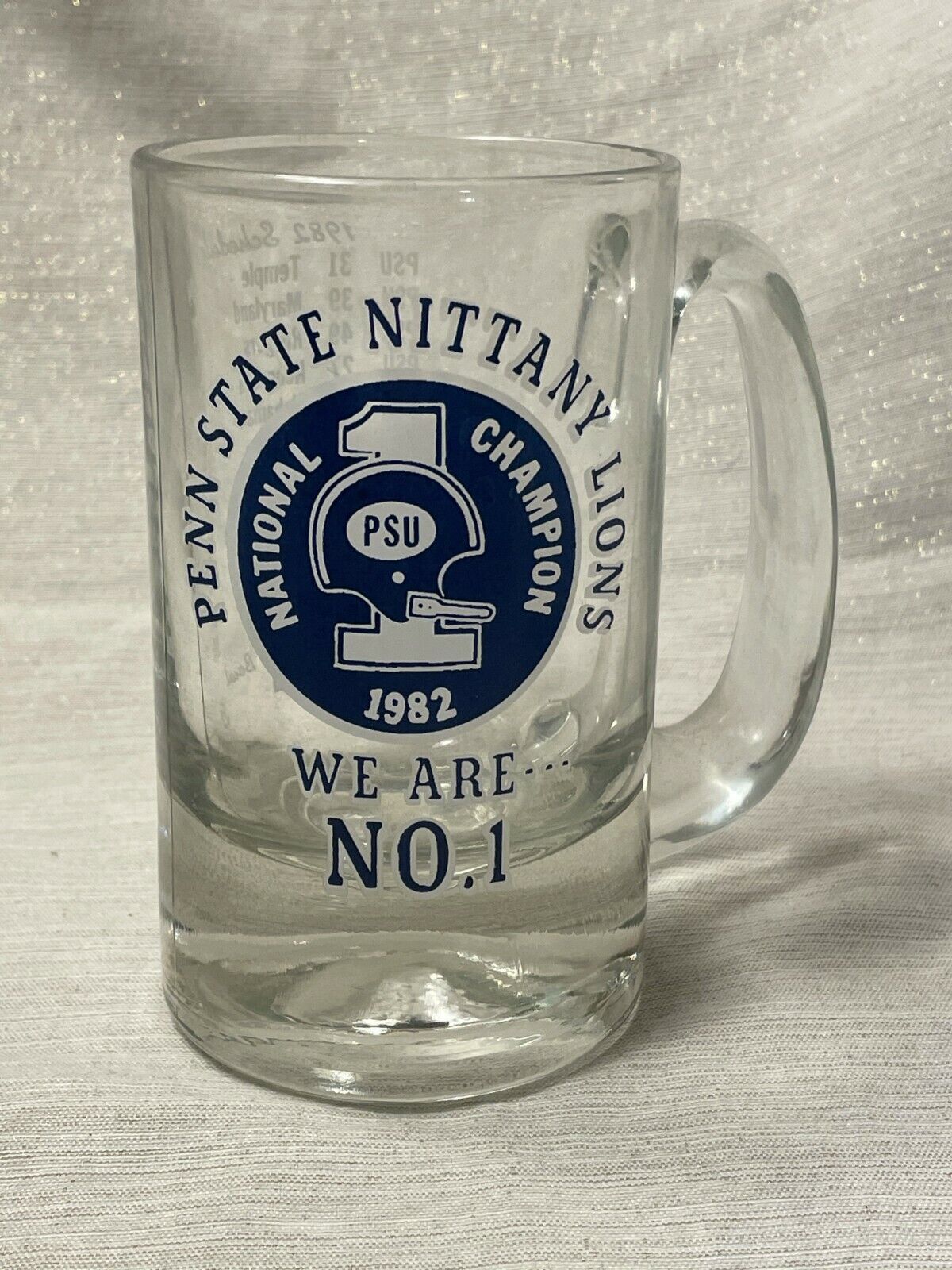 1982 Penn State Football National Championship Glass Stein NCAA PSU - £38.93 GBP