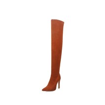 Faux Suede Stretch Thigh High Boots Sexy Elastic Slim Women&#39;s Over the Knee Boot - £56.83 GBP