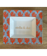 Stella &amp; Dot Consultant Jewelry Display Rectangle Dish White Orange Coral  - £18.83 GBP