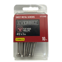 Everbilt Stainless Flat Head Sheet Metal Screws 12 x 3 In Durable Fasten... - $11.38 CAD