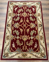 Small Floral Wool Rug 3x5, Safavieh Heritage Collection, Dark Red, Pair B - £359.60 GBP