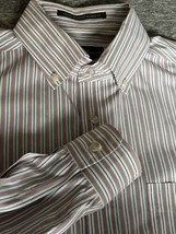 Eddie Bauer Men&#39;s M Relaxed Fit Wrinkle Resistant Striped Red Gray Butto... - $13.85