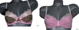 NWT NICOLE MILLER Bra pink leopard 36C reversible sexy designer  - $31.00