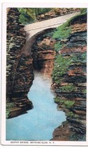 Watkins Glen New York Postcard Sentry Bridge Curteich A-52132 1913 - £2.34 GBP