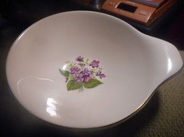 Knowles USA Hand Painted Flowers Lugged Bowl Vintage With Handle Gold Tr... - $16.24