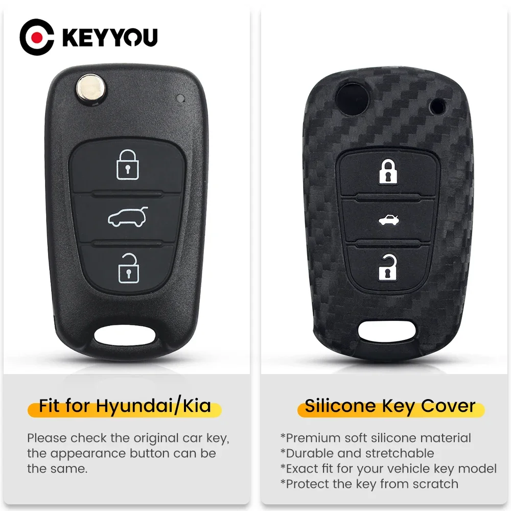 KEYYOU Styling Auto Carbon Fiber Key Covers Case For Hyundai i30 i25 i40... - $13.37