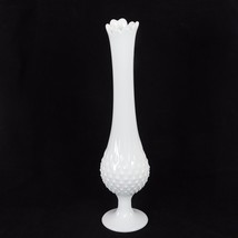Fenton Swung Pedestal White Hobnail Milk Glass Vase Round Mouth 14 in tall - £30.92 GBP
