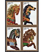 1995 32c Carousel Horses, Block of 4 Scott 2976-79 Mint F/VF NH - $2.27