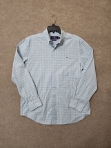 Vineyard Vines Whale Fit Dress Shirt Mens L Blue Plaid Long Sleeve Cotton Logo - £26.01 GBP