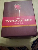 Williams Sonoma Red Stoneware Fondue Set  with Six Forks and one tealight - $31.91
