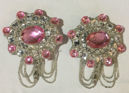 Vtg Pink Sparkly Bling Medallions For Costumes Crafts Sewing Cosplay - £5.99 GBP