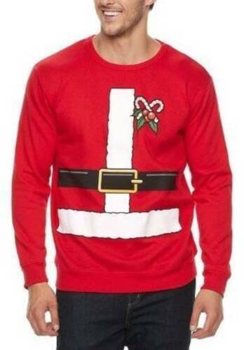 Mens Sweatshirt Ugly Christmas Big & Tall Red Santa Suit Long Sleeve Crew-sz LT