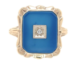 10k Yellow Gold Genuine Natural Blue Onyx and Diamond Ring Size 5.75 (#J... - $678.15
