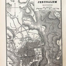1885 Map Of Jerusalem Wood Engraving Victorian Sunday School Lessons F15M - €11,01 EUR