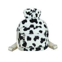 Cute Rabbit Ears Women Backpack Casual Plush School Shoulder Bag  Cow Zebra Patt - £14.96 GBP