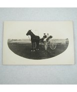 RPPC Real Photo Postcard Horse &amp; Buggy Man Woman Couple Farm Antique 190... - £15.68 GBP