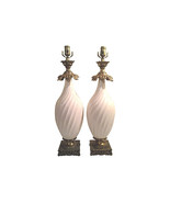 Hollywood Regency Ivory Swirled Ceramic Table Lamps-A Pair - £1,558.74 GBP