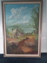 Vintage Oil on Board, Rustic Cottage, Signed, Dated 1966, Beautiful Picture, - £52.66 GBP