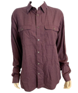 Theory Men&#39;s Long Sleeve Harber Shirt Large Burgundy Checked NWT - $47.49