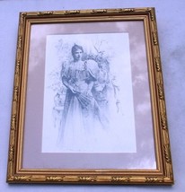 ~~ Victorian Woman Vintage ILLUSTRATION/PRINT ~~ 8&quot; X 10&quot; ~~ Framed &amp; Matte ~~ - £11.99 GBP