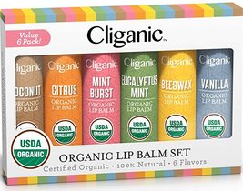 Organic Lip Balm Set - 6 Flavors - 100% Natural Moisturizer for Cracked/Dry Lips - £16.03 GBP