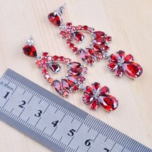 Brand High Quality AAA+ Cubic Zirconia  Red Crystal Large Drop Earrings For Wome - £16.53 GBP