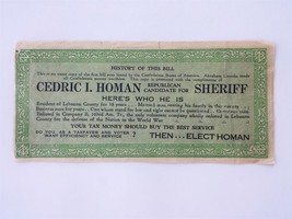 1900s antique CEDRIC I HOMAN SHERIFF AD lebanon county pa WWI REPUBLICAN... - £32.89 GBP