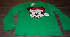Walt Disney Mickey Mouse In Santa Hat Christmas Long Sleeve T-Shirt Medium New - £19.83 GBP