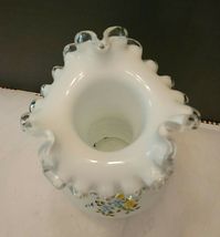 FENTON RUFFLED SILVER CREST VASE HAND PAINTED image 4