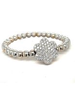 14k A&amp;G Gold Beaded Flower Stretch Bracelet w/ 1.8 ct Pave Diamond Flower - €3.091,45 EUR