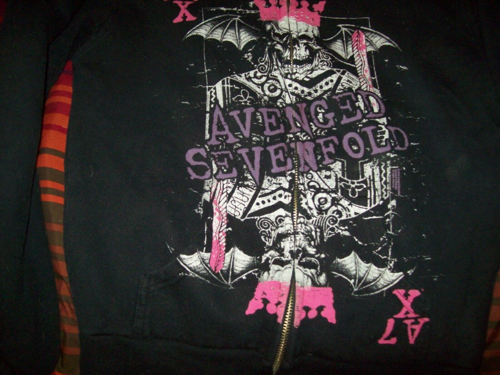 avenge sevenfold childs zip up hoodie sweatshirt size 8 guc - $10.00