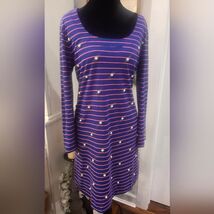 LILY PULITZER Merrit True Blue Pinstripe Embellished Dress Size Medium - $44.55