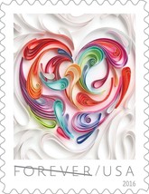Quilled Paper Heart Wedding  -  PACK OF TEN Stamps Scott 5036 - £16.56 GBP