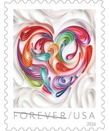 Quilled Paper Heart Wedding  -  PACK OF TEN Stamps Scott 5036 - $20.66