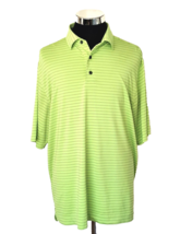 Foot Joy Polo Golf  Shirt Men&#39;s Size Large Lime Green Navy Pinstripes Ac... - £9.49 GBP