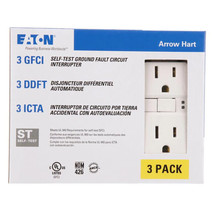 Eaton 15-Amp GFCI Residential Decorator Outlet, White (3-Pack) - £32.23 GBP